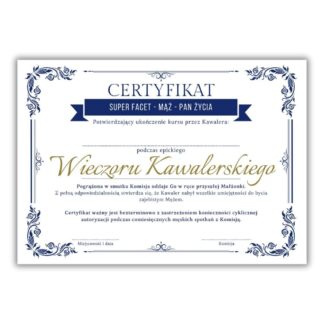 certyfikat - wieczór kawalerski